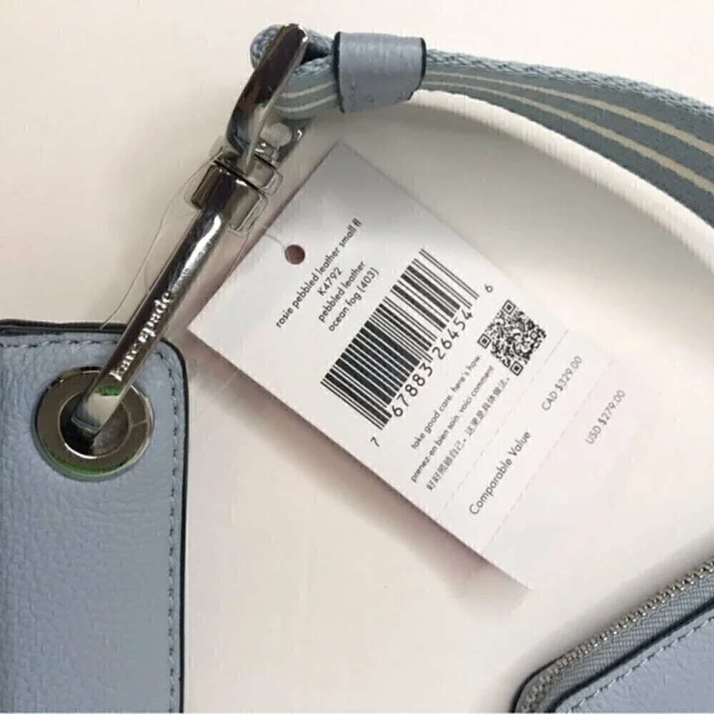 New! Kate Spade Rosie Small Flap Pebbled Leather Ocean Fog Crossbody Bag